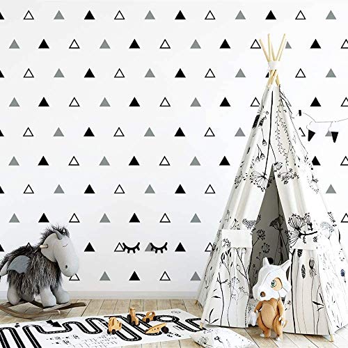 HOYOYO Geometry Self-Adhesive Liner Paper, Black White Grey Triangles Peel and Stick Shelf Liner Drawer Cabinets Door Tbale Surface Kitchen Wall Art Decoration 17.8 x 118 inch
