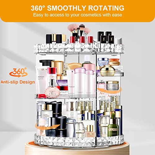 MISERWE Makeup Organizer 360 Degree Rotating 7 Adjustable Layers Large Capacity Cosmetic Organizer Transparent Make Up Organizers and Storage