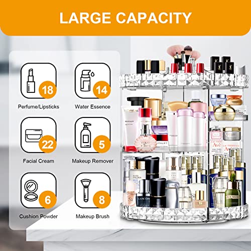 MISERWE Makeup Organizer 360 Degree Rotating 7 Adjustable Layers Large Capacity Cosmetic Organizer Transparent Make Up Organizers and Storage