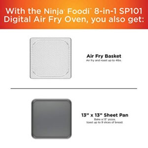 Ninja SP101 Digital Air Fry Countertop Oven with 8-in-1 Functionality, Flip Up & Away Capability for Storage Space, with Air Fry Basket, Wire Rack & Crumb Tray, Silver