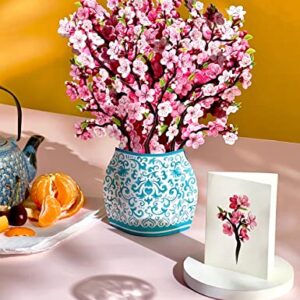 Freshcut Paper Pop Up Cards, Cherry Blossoms, 12 inch Life Sized Forever Flower Bouquet 3D Popup Greeting Cards with Note Card and Envelope - Cherry Blossoms