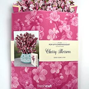 Freshcut Paper Pop Up Cards, Cherry Blossoms, 12 inch Life Sized Forever Flower Bouquet 3D Popup Greeting Cards with Note Card and Envelope - Cherry Blossoms