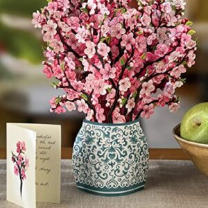 Freshcut Paper Pop Up Cards, Cherry Blossoms, 12 inch Life Sized Forever Flower Bouquet 3D Popup Greeting Cards with Note Card and Envelope - Cherry Blossoms