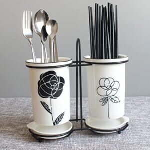 Zerodeko 1pc Cup Forks Flower Chopstick Double Silverware Holder Drainer Basket Dish Metal Drying for Storage Cutlery Crock Chopsticks Draining Kitchenware Practical Utensil