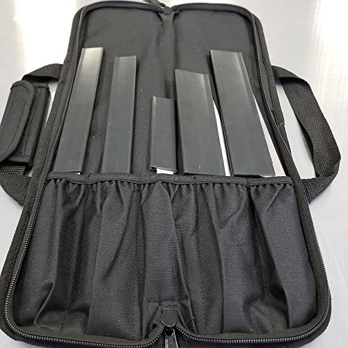 Ergo Chef Padded Chef Knife Case Roll with 5 pc 5 Pocket Bag w/5pc. Black Edge Guards