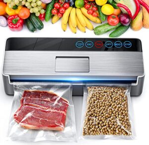 vacuum sealer machine, full automatic food sealer (95kpa), vacuum sealers bags for food air sealing system for food sealer dry, moist food preservation modes, lab tested, led indicator lights