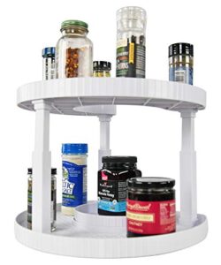 home-x rotating spice rack, lazy susan cabinet organizer, pantry rack, medicine cabinet organizer, rotating storage, 13″ l x 10 ¾” w x 10 ¼” h, white