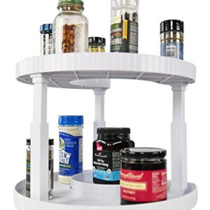 HOME-X Rotating Spice Rack, Lazy Susan Cabinet Organizer, Pantry Rack, Medicine Cabinet Organizer, Rotating Storage, 13" L x 10 ¾" W x 10 ¼” H, White