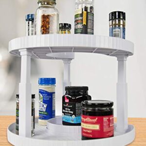 HOME-X Rotating Spice Rack, Lazy Susan Cabinet Organizer, Pantry Rack, Medicine Cabinet Organizer, Rotating Storage, 13" L x 10 ¾" W x 10 ¼” H, White