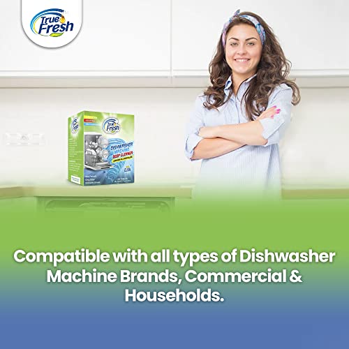 True fresh dishwasher cleaner tablets 18-Pack of 20g deep cleaning dishwasher tablets for 18 months supply, Heavy duty degreaser dish washer clean pods formulated to clean smelly Dish Washer machines