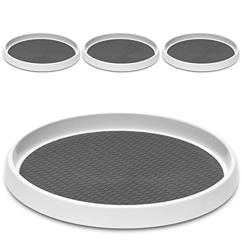 Set of 4, 10 Inch Non-Skid Lazy Susan Organizers - Turntable Rack for Cabinet, Pantry Organization and Storage, Kitchen, Fridge, Bathroom Makeup Vanity Countertop, Under Sink Organizing, Spice Rack