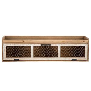 Hobby Lobby Brown Chicken Wire Wood Wall Shelf with Pull Down Drawer for Home Kitchen Decor