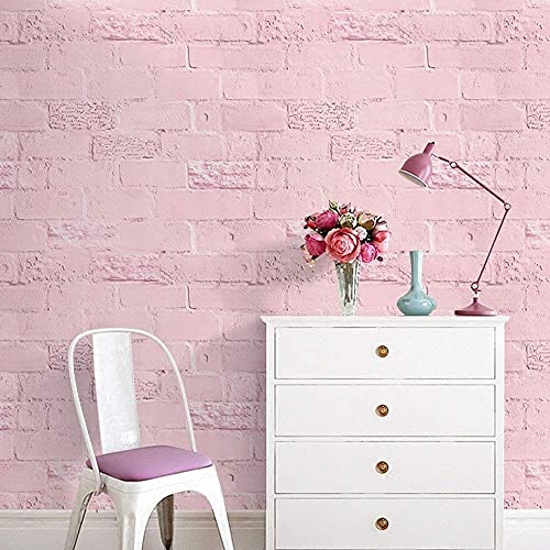 HOYOYO 17.8 x 118 Inches Self-Adhesive Liner Paper, Removable Shelf Liner Wall Stickers Dresser Drawer Peel Stick Kitchen Home Decor,Pink Brick English Litter