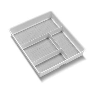 madesmart – 15222 basic gadget tray organizer – white | basic collection | 4-compartments | multi-purpose storage | non-slip lining | easy to clean | durable | bpa-free