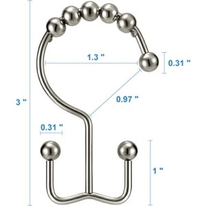 TENOVEL Shower Curtain Hooks Rings, Double Sided Shower Hooks Rust Proof for Bathroom Shower Rods Curtains, Durable Stainless Steel Bathroom Shower Curtain Hangers, Brushed Nickel, Set of 12