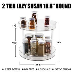 Popdylan 2 Tier Lazy Susan - 360 Degree Rotating Spice Rack - Turntable Cabinet Organizer for Cabinet, Fridge, Kitchen, Bathroom, Vanity Display Stand (10.6in)