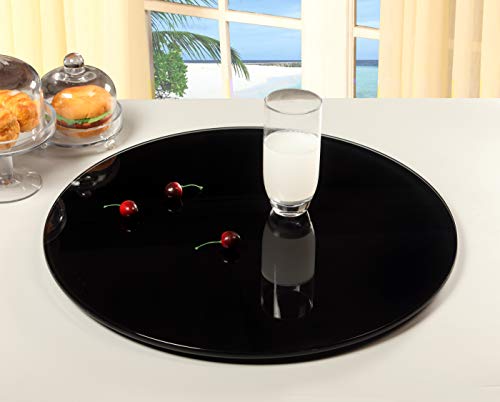 Milan Queenie Lazy Susan, Medium, Black Glass