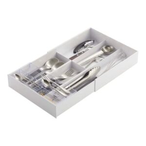 yamazaki home expandable cutlery drawer organizer – kitchen silverware utensil storage tray, plastic, expandable, no assembly req.