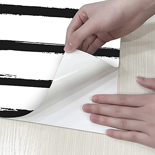 Self Adhesive Straight Lines Shelf Liner Contact Paper Striped Peel and Stick Wallpaper for Bedroom Kitchen Bathroom Walls Cabinets Dresser Drawer Liner Arts Crafts Decal 17.7X117 Inches