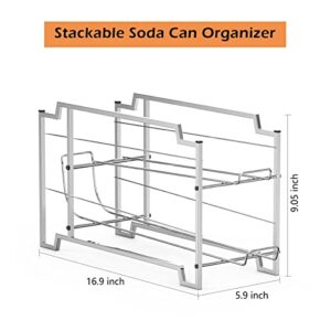 Soda Can Organizer for Refrigerator Stackable Beverage Can Dispenser Can Organizer for Pantry Can Holder Kitchen Cabinet Countertop 2 Pack