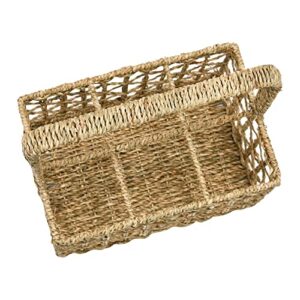 Creative Co-Op Hand-Woven Seagrass Handle and 6 Sections Caddy, 12" L x 8" W x 12" H, Natural