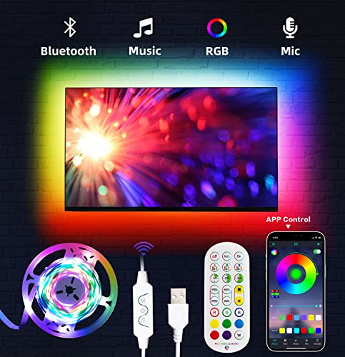 Daymeet LED Lights for TV, 9.8FT Led Backlight TV Lights RGB Led TV Lights for 32-60inch TV USB Led Strip Lights for TV Led Lights Sync with Music Bluetooth APP Control Led Lights for Bedroom