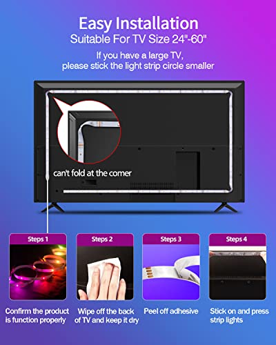 Daymeet LED Lights for TV, 9.8FT Led Backlight TV Lights RGB Led TV Lights for 32-60inch TV USB Led Strip Lights for TV Led Lights Sync with Music Bluetooth APP Control Led Lights for Bedroom