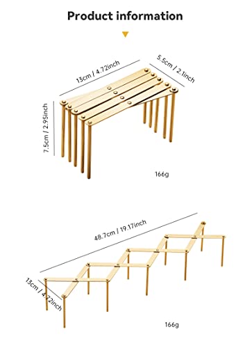 Anller 2 Pack Pot Lid Holder Rack, Kitchen Organizer, Book Rack, Stainless Steel Adjustable Length Dish Rack, Cutting Boards, Bakeware Cooling Rack, Gold