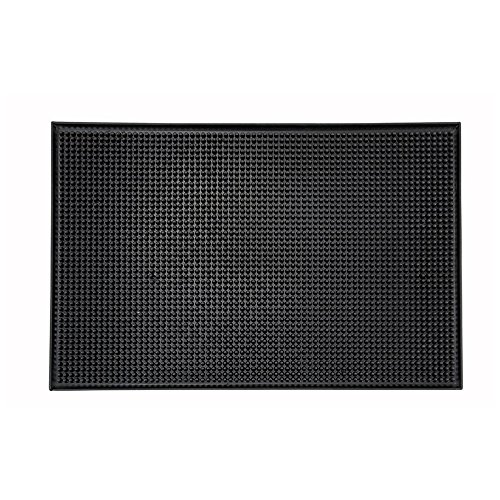 Winco BM-1812K, 18x12-Inch Black Service Mat, Plastic Professional Bar Glass Serving Spill Mat