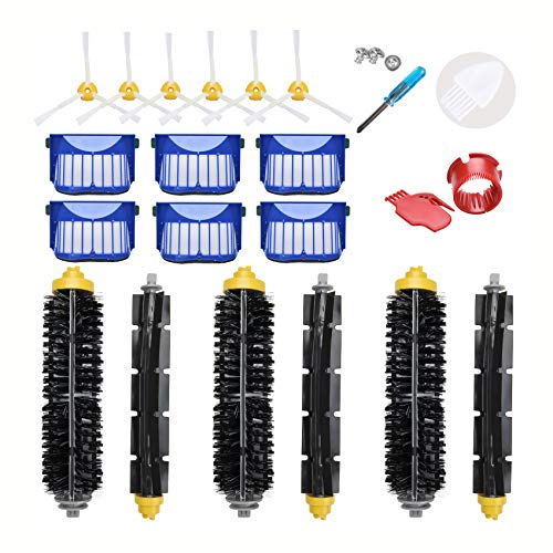 LOVECO Replacement Accessories Kit for iRobot Roomba 600 Series 694 692 690 680 660 665 651 650 614 & 500 Series 595 585 564,6 Filter,6 Side Brush,3 Pairs Bristle and Flexible Beater Brush