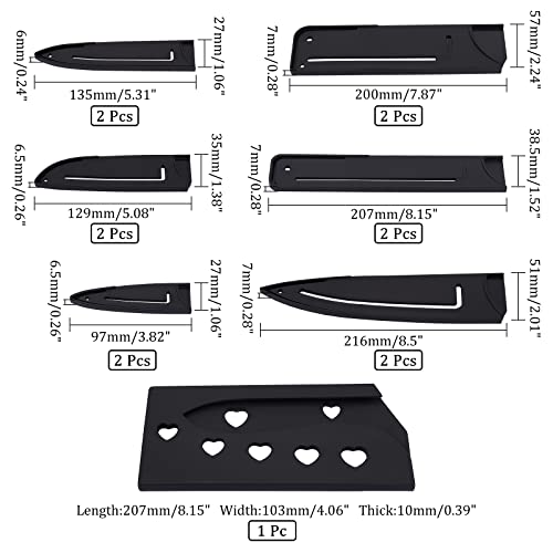 CHGCRAFT 13Pcs 7 Sizes Plastic Universal Knife Edge Guards Non-BPA Knife Sheath Black Knife Cover Sleeves Knife Protectors