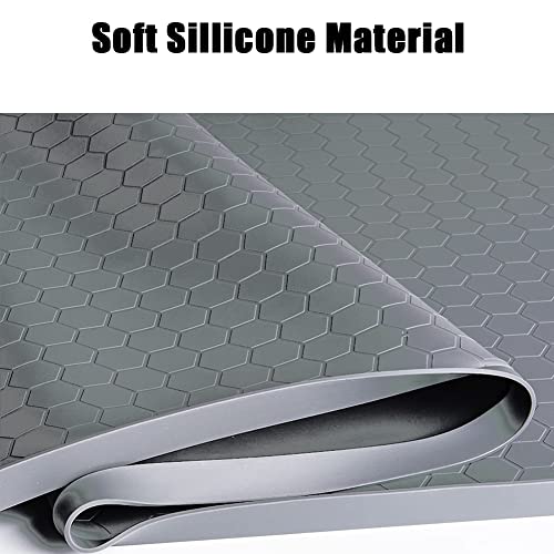 Under Sink Mat 34" x 22" Waterproof Kitchen Cabinet Tray Shelf Liners Flexible Silicone Under Sink Liner with Drain Hole Bathroom Kitchen Cabinet Mat Grey