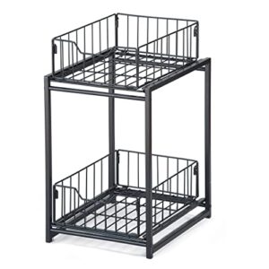 collections etc 2 tier wire basket expanding cabinet storage caddy