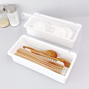 UPKOCH 2pcs box Chopsticks Utensil Household Drawer Drainer Basket Rack Chopstick Cover Board Decorative Spoon Flatware and Container Caddy with Dish for Drainage Countertop Home Fork