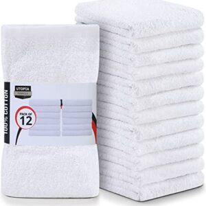Utopia Towels Kitchen Bar Mops Towels, Pack of 12 Towels - 16 x 19 Inches, 100% Cotton Super Absorbent White Bar Towels, Multi-Purpose Cleaning Towels for Home and Kitchen Bars