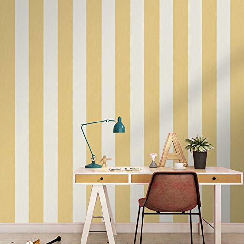 HDsticker 17.7x117 Inches White and Yellow Striped Peel and Stick Wallpaper Self-Adhesive Vinyl Striped Contact Paper Shelf Liner for Walls Cabinets Dresser Drawer Furniture Arts Crafts Decal