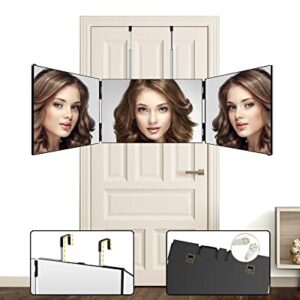 3 Way Mirror for Self Hair Cutting, 360 Trifold Barber Mirrors 3 Sided Makeup Mirror to See Back of Head, Used for Hair Coloring, Braiding, DIY Haircut Tool are Good Gifts for Men Women (Without LED)