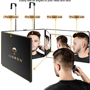 3 Way Mirror for Self Hair Cutting, 360 Trifold Barber Mirrors 3 Sided Makeup Mirror to See Back of Head, Used for Hair Coloring, Braiding, DIY Haircut Tool are Good Gifts for Men Women (Without LED)