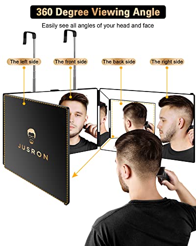 3 Way Mirror for Self Hair Cutting, 360 Trifold Barber Mirrors 3 Sided Makeup Mirror to See Back of Head, Used for Hair Coloring, Braiding, DIY Haircut Tool are Good Gifts for Men Women (Without LED)