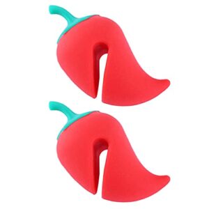 hemoton pot cover holder 1 set 2pcs spill proof lid lifter for soup pot silicone kitchen tools lid stand heat resistant holder let steam release cooking helpers decoration spill stopper