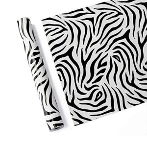 lovingway black white shelf liner 17.7×177 inch zebra animal print drawer lining paper self-adhesive new year home decorations