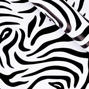 LovingWay Black White Shelf Liner 17.7x177 Inch Zebra Animal Print Drawer Lining Paper Self-Adhesive New Year Home Decorations