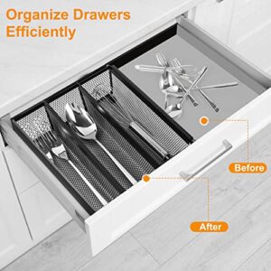 Kitchen Knife Drawer Organizer and Steel Metal Mesh Tray