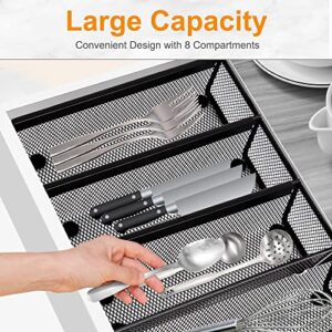 Kitchen Knife Drawer Organizer and Steel Metal Mesh Tray