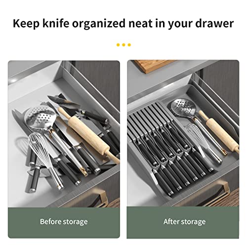 Kitchen Knife Drawer Organizer and Steel Metal Mesh Tray