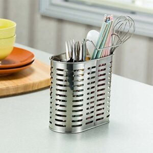 DreamInn Utensil Drying Rack Stainless Steel Hanging 2 Compartments Flatware Storage Drainer, Chopsticks/Spoon/Fork/Knife Drain Basket/Tableware Dinner Service Holder/Cutlery Organizer Caddy (Style B)