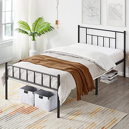 Yaheetech 13 inch Twin Size Metal Bed Frame with Headboard and Footboard Platform Bed Frame with Storage No Box Spring Needed Mattress Foundation Black