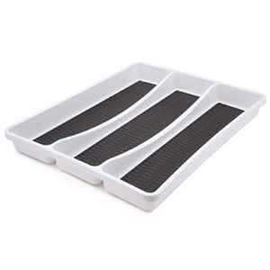 copco basics 3 compartment drawer organizer, white and charcoal gray