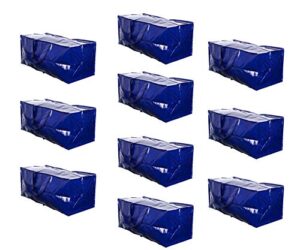 veno heavy duty extra large moving bags w/ backpack straps strong handles & zippers, storage totes for space saving, fold flat, alternative to moving box, made of recycled material (blue – set of 10)