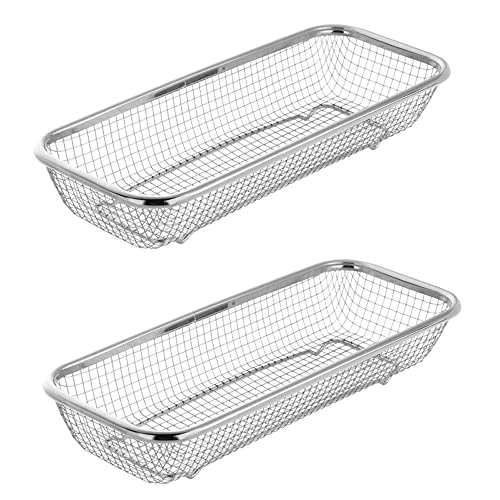 Kitchen Drawer Organizer, BYEGOU Stainless Steel Storage Container Metal Cabinet Storage Basket for Holding Silverware Kitchen Utensil, Pack of 2